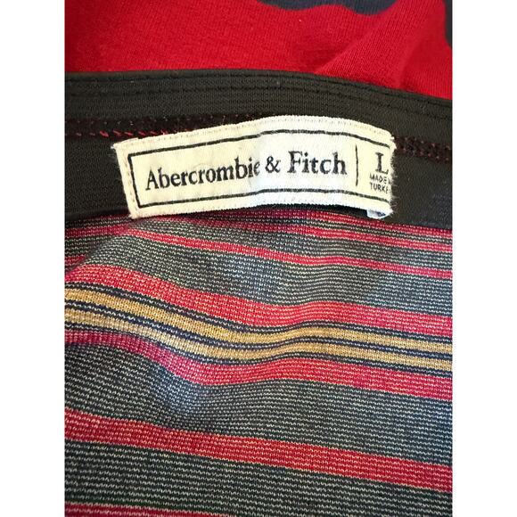 Abercrombie & Fitch Red Striped Bodycon Midi Skirt L Holiday Ladcore Rugby Xmas - Picture 2 of 7